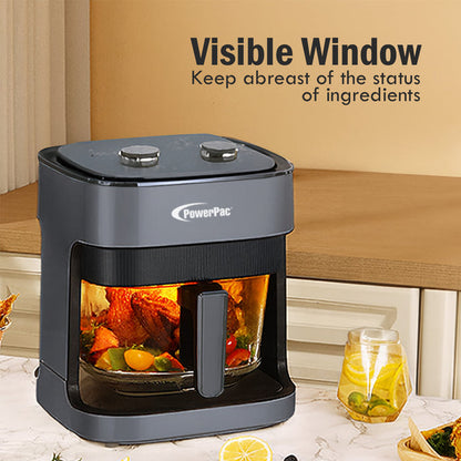 PowerPac Air Fryer 4.8L with Tempered Glass Basket (PPAF345)