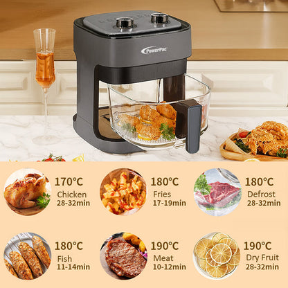PowerPac Air Fryer 4.8L with Tempered Glass Basket (PPAF345)