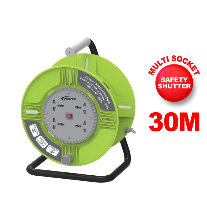 PowerPac Cable Reel 30M Portable Cable Reel, Extension Socket, Power Reel, Power Cord (PP830)