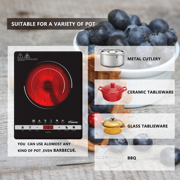 PowerPac Ceramic Cooker Infrared Cooker (Any Pot) 2000 Watts  (PPIC836)