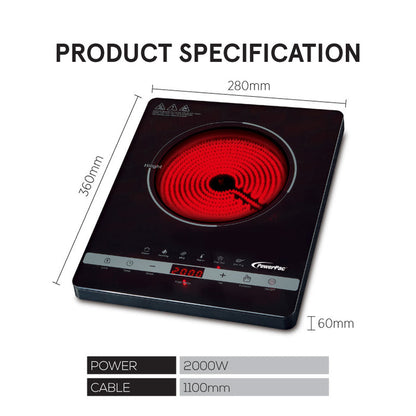 PowerPac Ceramic Cooker Infrared Cooker (Any Pot) 2000 Watts  (PPIC836)