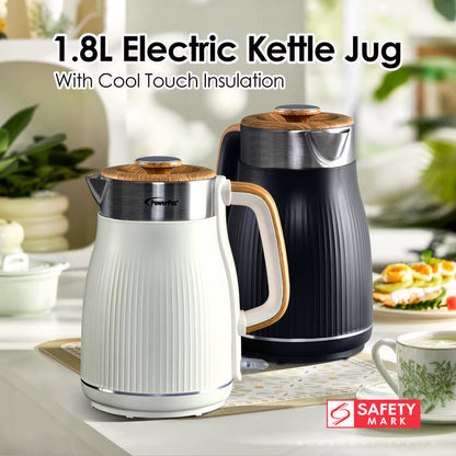 PowerPac Cordless Kettle Jug, Electric Kettle Jug 1.8L Cool Touch Insulation (PPJ2030)Black