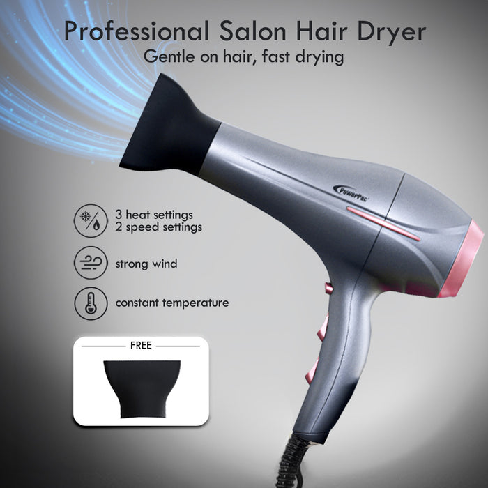 PowerPac DC High Speed Hair Dryer with cool air, Professional Hair Dryer, 2200W (PPH9075A)