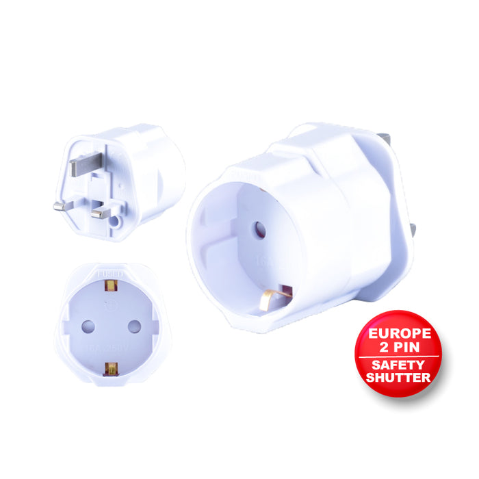 PowerPac European 2-Round-Pin Adapter with 3-Pin Plug, PMS9680