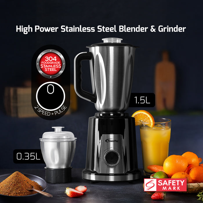 PowerPac High Power Blender and Grinder, Stainless Steel Blender (PPBL148)