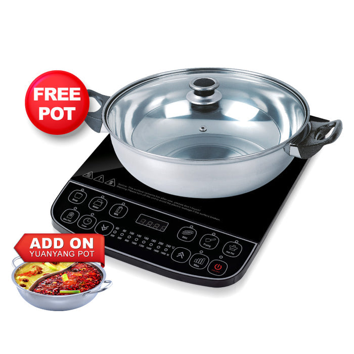 PowerPac Induction Cooker Steamboat with Stainless Steel Pot + Stainless Steel YuanYang pot (PPIC887+YY Pot)