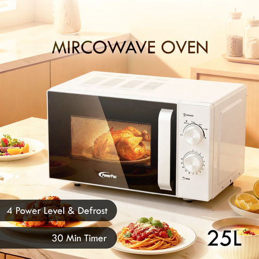 PowerPac Microwave oven 25L With 4 Power Level and Defrost Function (PPT725WH)