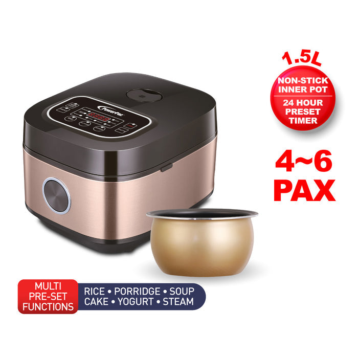 PowerPac Multi-Purpose Digital Rice Cooker 1.5L with Non-stick Inner Pot (PPRC312)