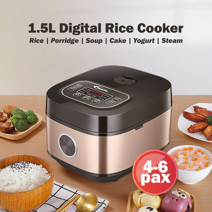 PowerPac Multi-Purpose Digital Rice Cooker 1.5L with Non-stick Inner Pot (PPRC312)
