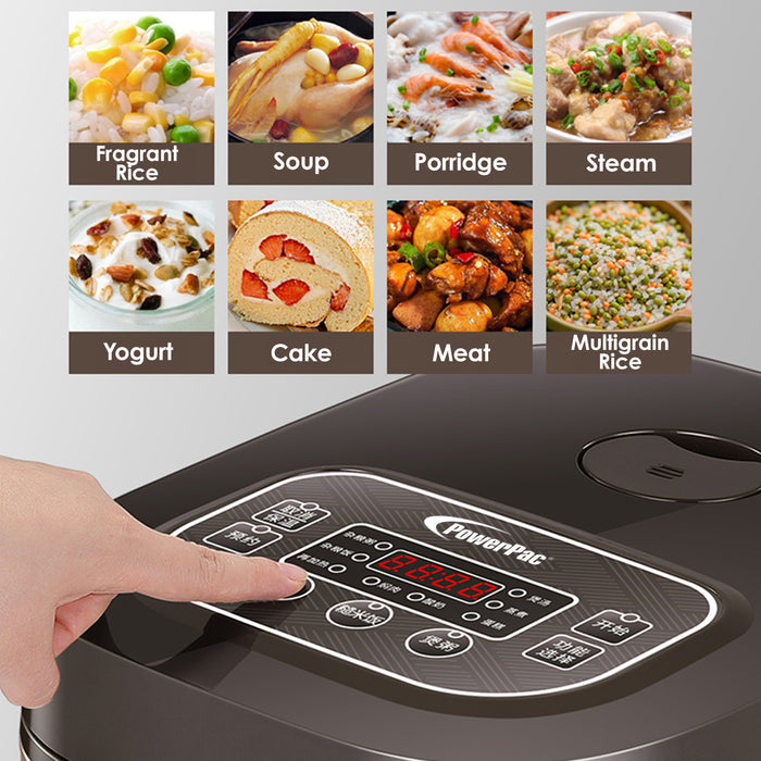 PowerPac Multi-Purpose Digital Rice Cooker 1.5L with Non-stick Inner Pot (PPRC312)
