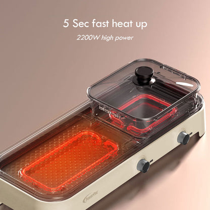 PowerPac Steamboat with BBQ Grill, 2 in 1 Multi Cooker with Non-stick YuanYang pot (PPMC797)