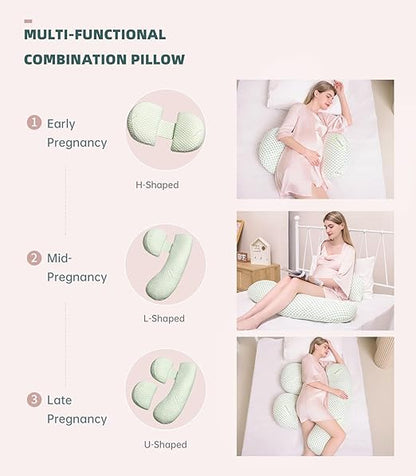 Pregnancy Pillow for Pregnant Women, Soft Pregnancy Body Pillow,Support for Back, Hips, Legs, Maternity Pillow with Detachable and Adjustable Pillow Cover