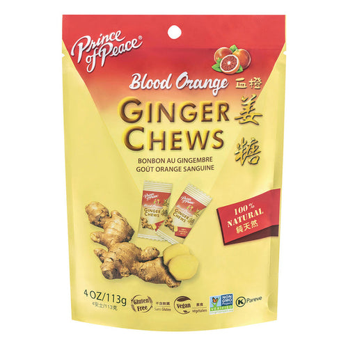 Prince Of Peace Blood Orange Ginger Candy Chews 4 OZ Pouch - 12 Count