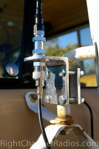 Procomm Single CB Antenna Kit Installed on Mirror Arm