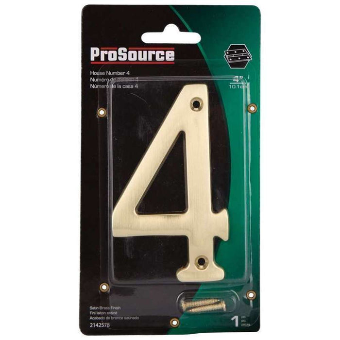 ProSource House Numbers 4" 4 Polished Brass