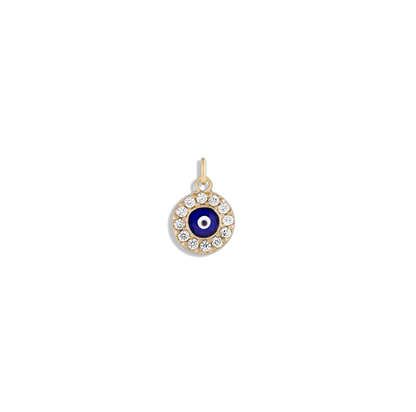 Protection Charm - 14k gold filled 8mm CZ evil eye charm for bracelets and necklaces