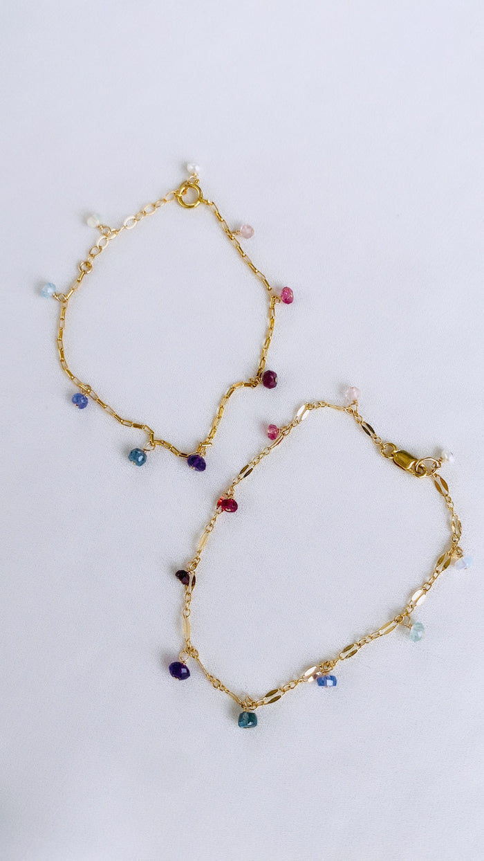 Rainbow gemstone drop bracelet