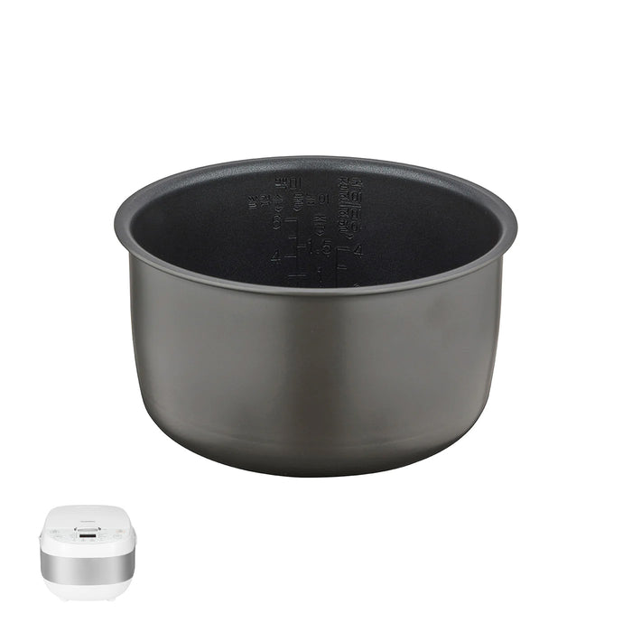 Replacement nonstick inner cooking pot with interior capacity markings for Cuckoo rice cookers, shown with a compatible unit. (INNERPOT-CR-0605F)