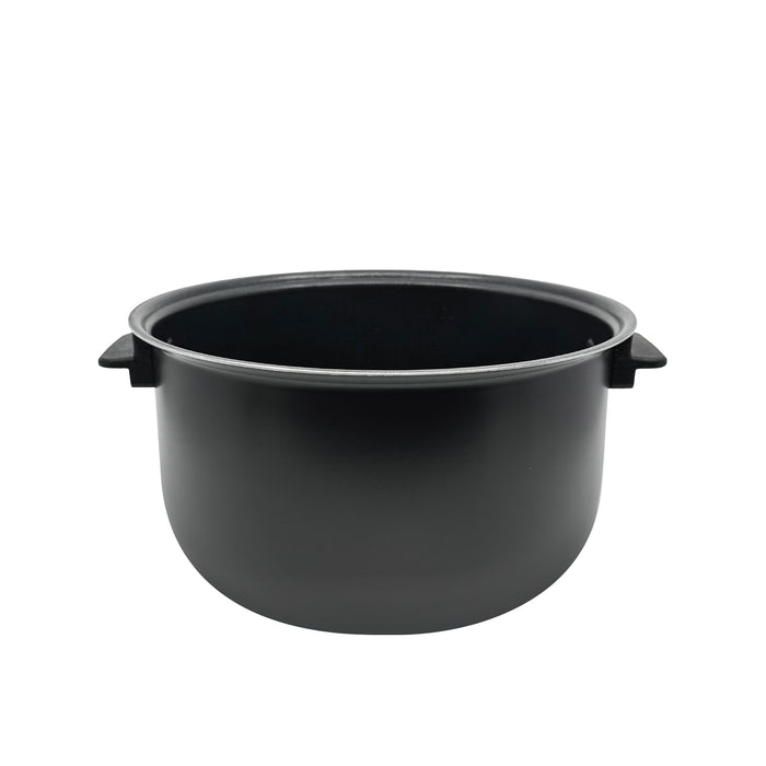 Black nonstick replacement inner pot with side handles for Cuckoo rice cookers. (INNERPOT-CR-0810F)