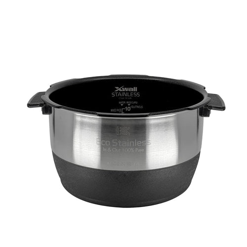 Eco Stainless inner pot with X-Wall coating, integrated side handles, and interior rice and water measurement markings. (INNERPOT-CRP-AH10)