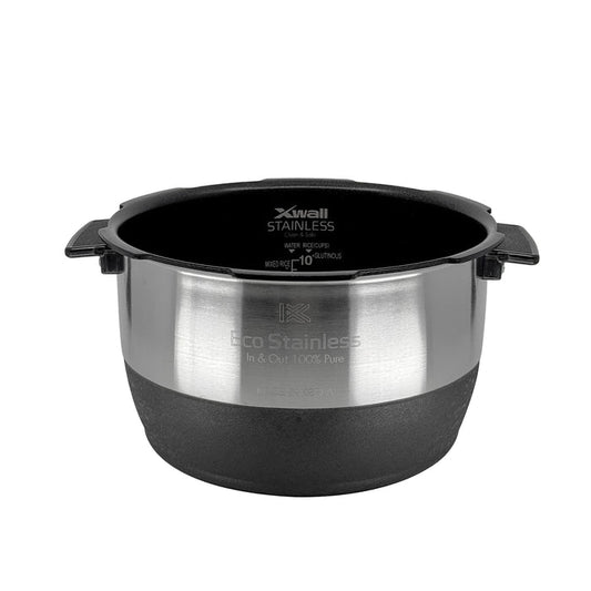 Eco Stainless inner pot with X-Wall coating, integrated side handles, and interior rice and water measurement markings. (INNERPOT-CRP-AH10)
