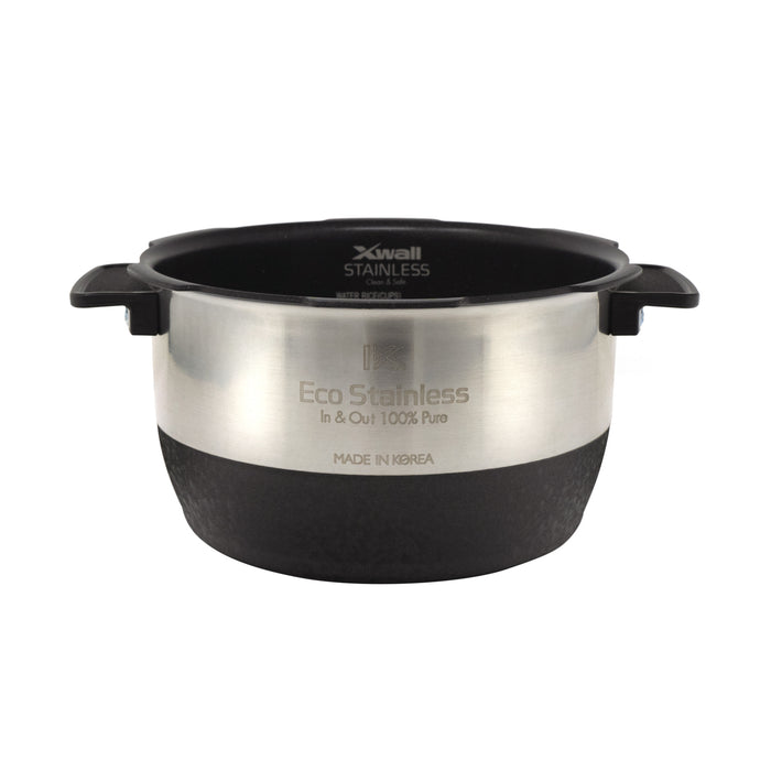 Cuckoo Eco Stainless X-Wall replacement inner pot with a nonstick interior and ergonomic side handles. (INNERPOT-CRP-BH06)