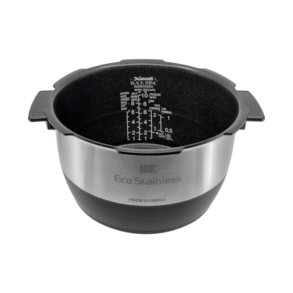 Cuckoo Eco Stainless X-Wall Black Shine replacement inner pot with interior graduated water level markings. (INNERPOT-CRP-CH10)