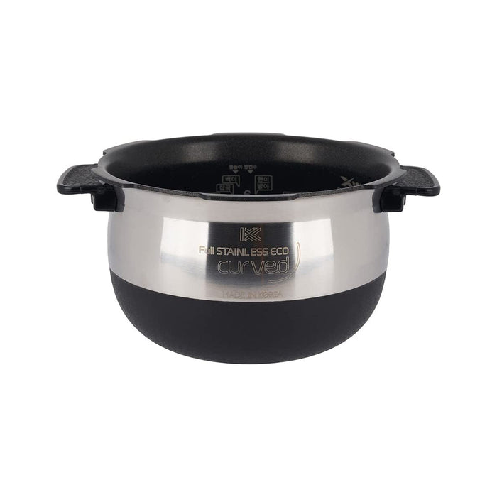 Cuckoo Full Stainless Eco curved replacement inner pot with a nonstick interior and ergonomic side handles. (INNERPOT-CRP-FHVR/GH10)