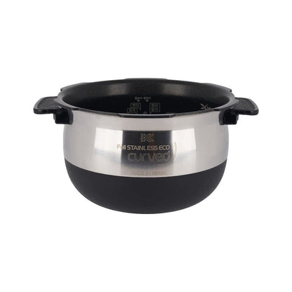 Cuckoo Full Stainless Eco curved replacement inner pot with a nonstick interior and ergonomic side handles. (INNERPOT-CRP-FHVR/GH10)