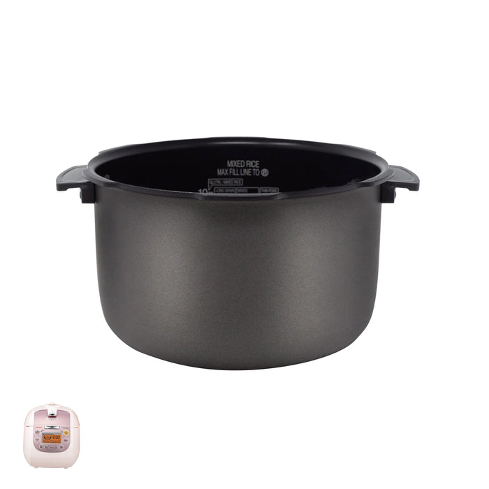 Replacement nonstick inner cooking pot with side handles and capacity markings, shown with a compatible unit. (INNERPOT-CRP-G10)
