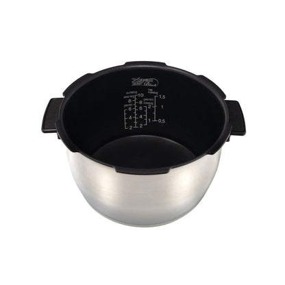 Replacement X-Wall Black nonstick inner pot for Cuckoo rice cookers, featuring capacity markings. (INNERPOT-CRP-HUS10)