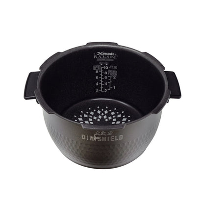 Cuckoo Dia Shield replacement inner pot with X-Wall Black Shine coating, water level markings, and a textured base. (INNERPOT-CRP-HY/HN10)