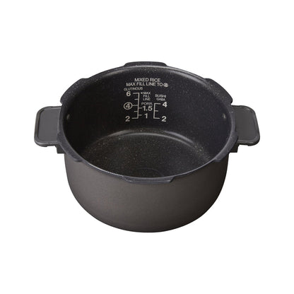Replacement nonstick inner cooking pot with side handles and capacity markings for a Cuckoo pressure rice cooker. (INNERPOT-CRP-J06)