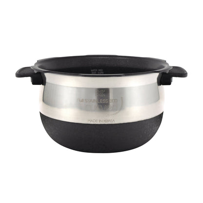 Cuckoo Full Stainless Eco curved inner pot with side handles and interior water level markings. (INNERPOT-CRP-JHSR06)