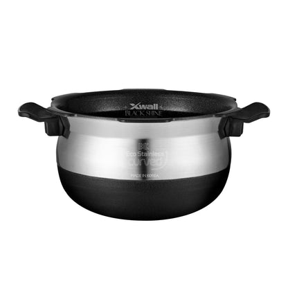 Cuckoo X-Wall Black Shine Eco Stainless curved replacement inner pot with side handles. (INNERPOT-CRP-MH03)