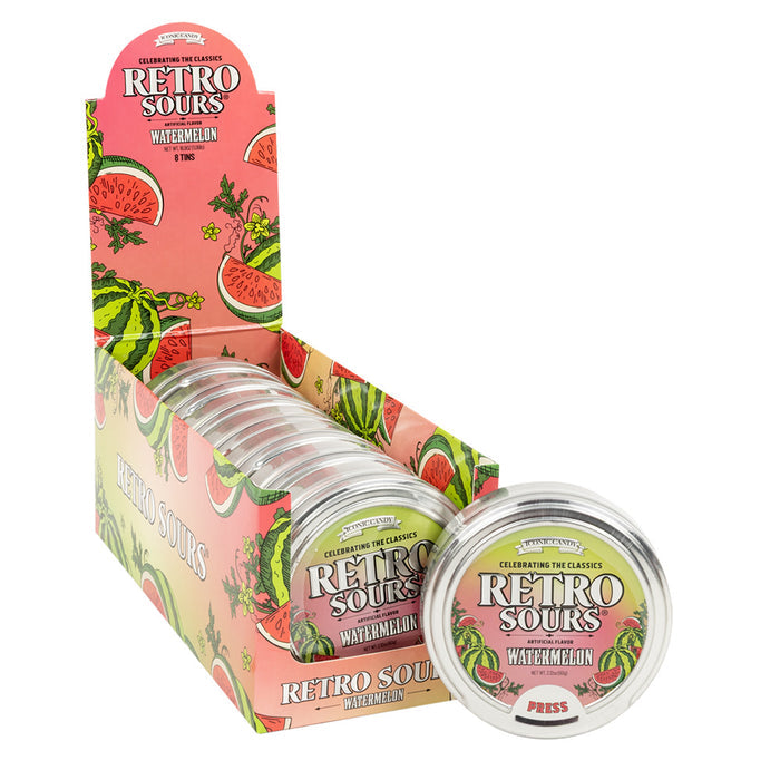 Retro Sours Watermelon Hard Candy Tin - 8 Count