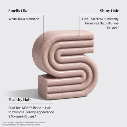 KITSCH Rice Water Shampoo Bar for Hair Growth — ingredient-focused detail shot — Formulated with Rice Tein NPNF®, clinically proven to increase hair volume and improve appearance of natural shine in just 5 washes — pH balanced and safe for color-treated hair
