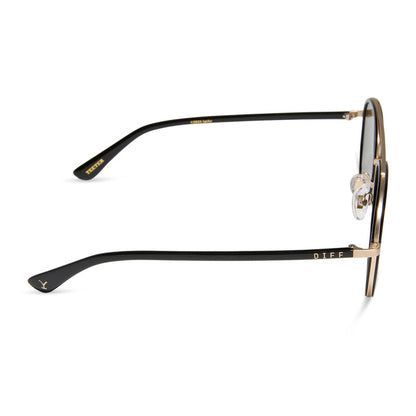 yellowstone x diff eyewear featuring the yellowstone aviator sunglasses with a black frame and g15 polarized lenses side view