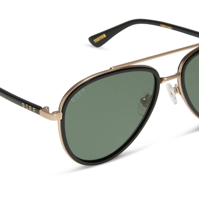yellowstone x diff eyewear featuring the yellowstone aviator sunglasses with a black frame and g15 polarized lenses detailed view