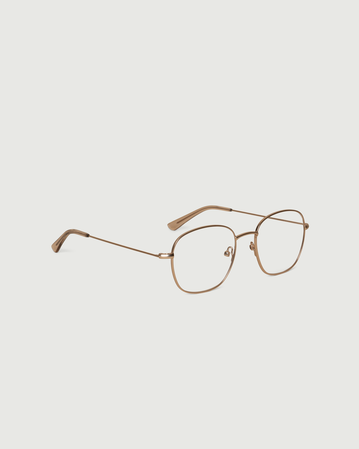 Tinsel::Roosevelt Eyeglasses square gold metal front diagonal