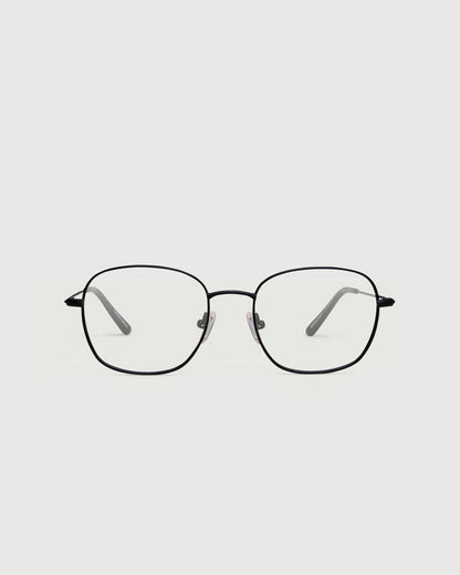 Charcoal::Roosevelt Eyeglasses square black metal front