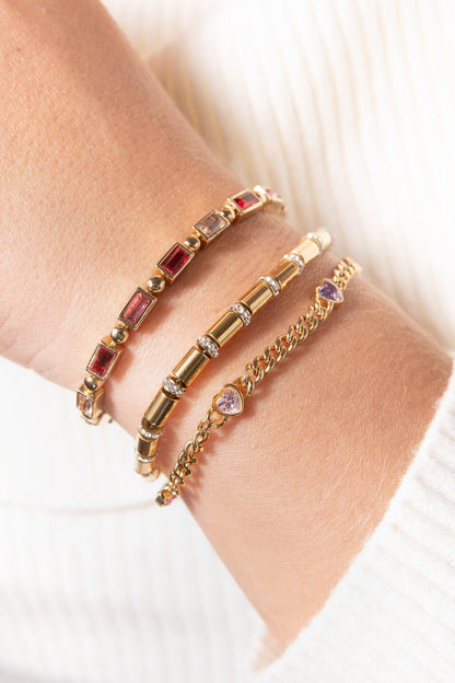 Ruby Rose Ombre Crystal Bolo Bracelet
