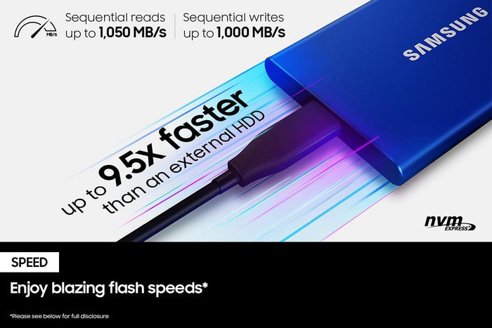 SAMSUNG T7 Portable SSD 500GB External SSD Blue