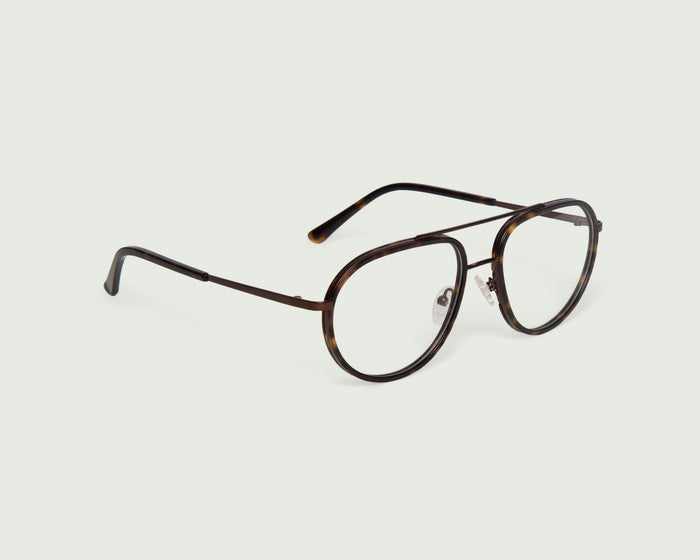 Bronze Tort::Santiago Eyeglasses pilot tort metal front diagonal