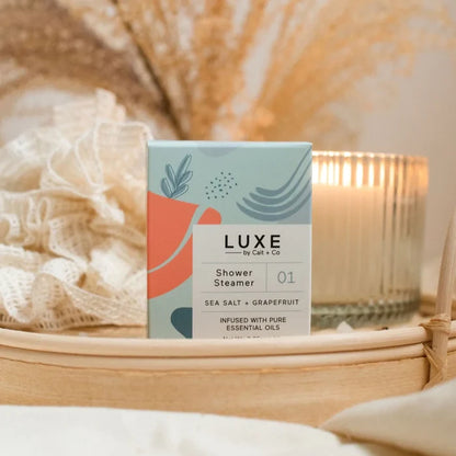 Sea Salt and Grapefruit Shower Steamer made with essential oils by Cait + Co