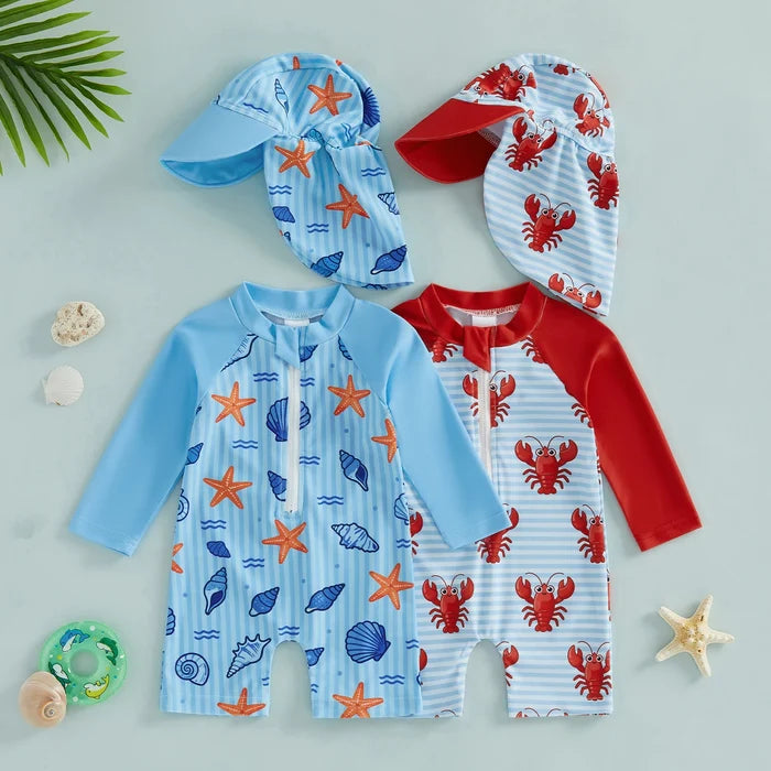 SEA SHELLS Swimsuit with Sun Hat