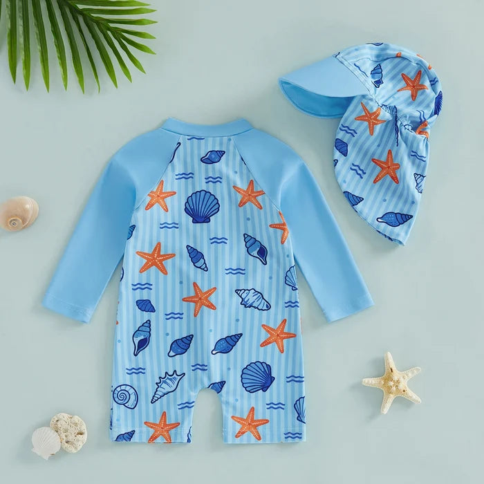 SEA SHELLS Swimsuit with Sun Hat