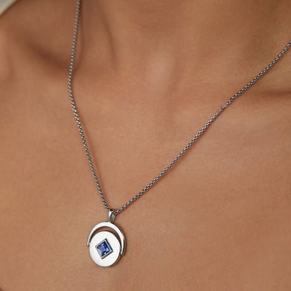 sapphire-september-birthstone-and-flower-flip-charm-adjustable-necklace-AA820124STS-onmodel-1