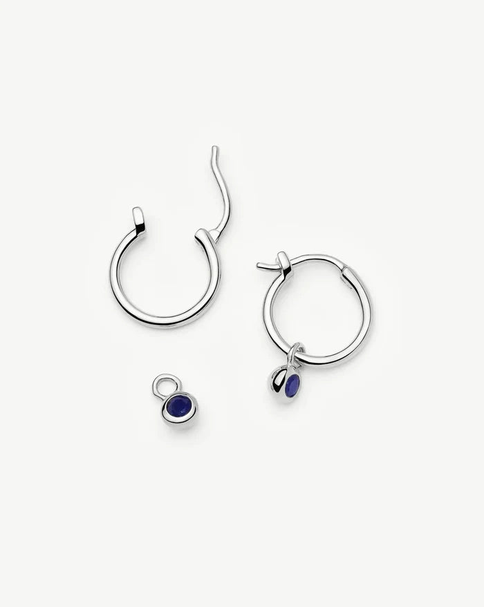 September Birthstone Mini Charm Hoop Earrings | Sterling Silver/Lapis Earrings Missoma