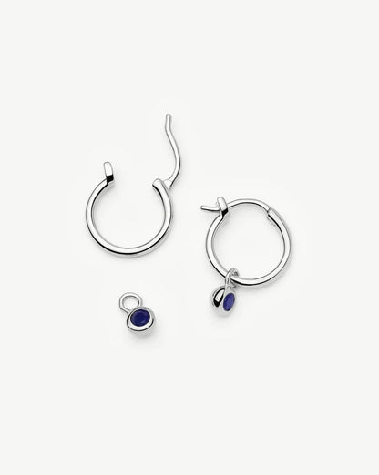 September Birthstone Mini Charm Hoop Earrings | Sterling Silver/Lapis Earrings Missoma
